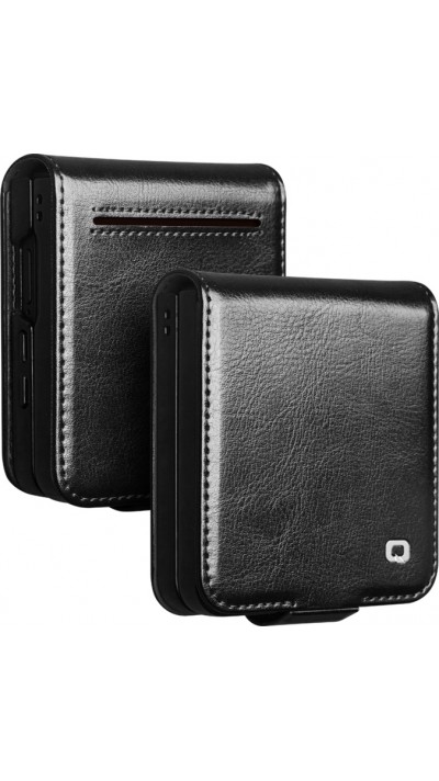 Fourre Samsung Galaxy Z Flip7 - Flip Qialino cuir véritable avec fermeture magnétique - Noir