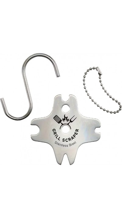 Grattoir &agrave; gril en acier inoxydable pour barbecue cuisine camping et ext&eacute;rieur (Set de 3 accessoires) - Argent