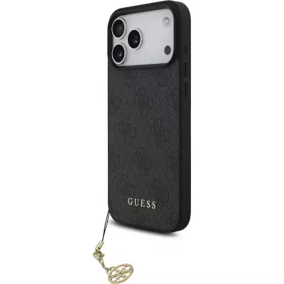 Coque iPhone 17 Pro Max - Guess 4G charm protection élégante design raffiné accessoire tendance - Gris