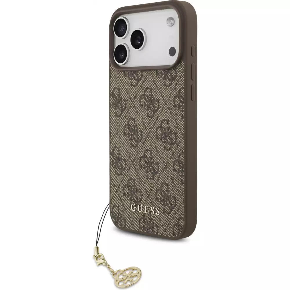 Coque iPhone 17 Pro Max - Guess 4G charm protection élégante design raffiné accessoire tendance - Brun