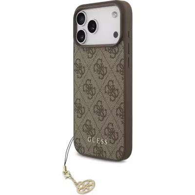 Coque iPhone 17 Pro Max - Guess 4G charm protection élégante design raffiné accessoire tendance - Brun