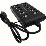 USB Hub 10 Ports mit Doppel-Schalter Kunststoff ABS für Home Office und Gaming - Schwarz