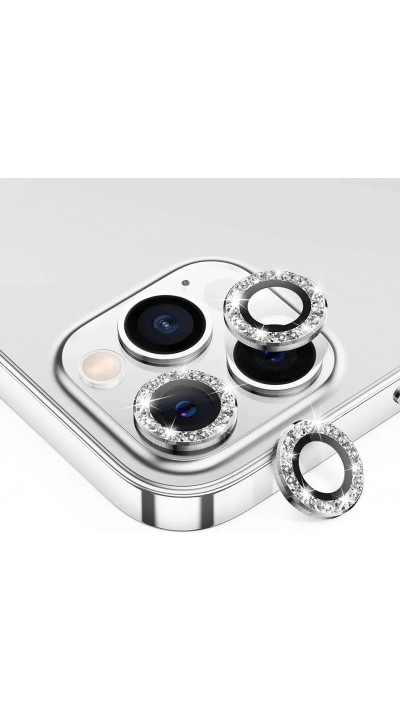 iPhone 12 / 12 Pro - Schutzringe für Kamera Linsen iPhone mit Glitzernden Diamanten - Silber