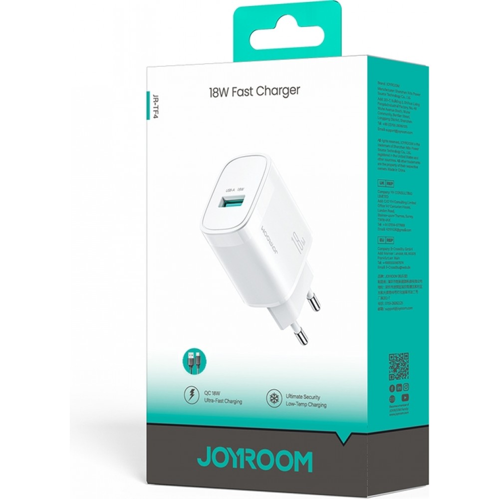 Joyroom JR-TF4 18W Wandladeger&auml;t Schnellladung USB-C Adapter - Weiss