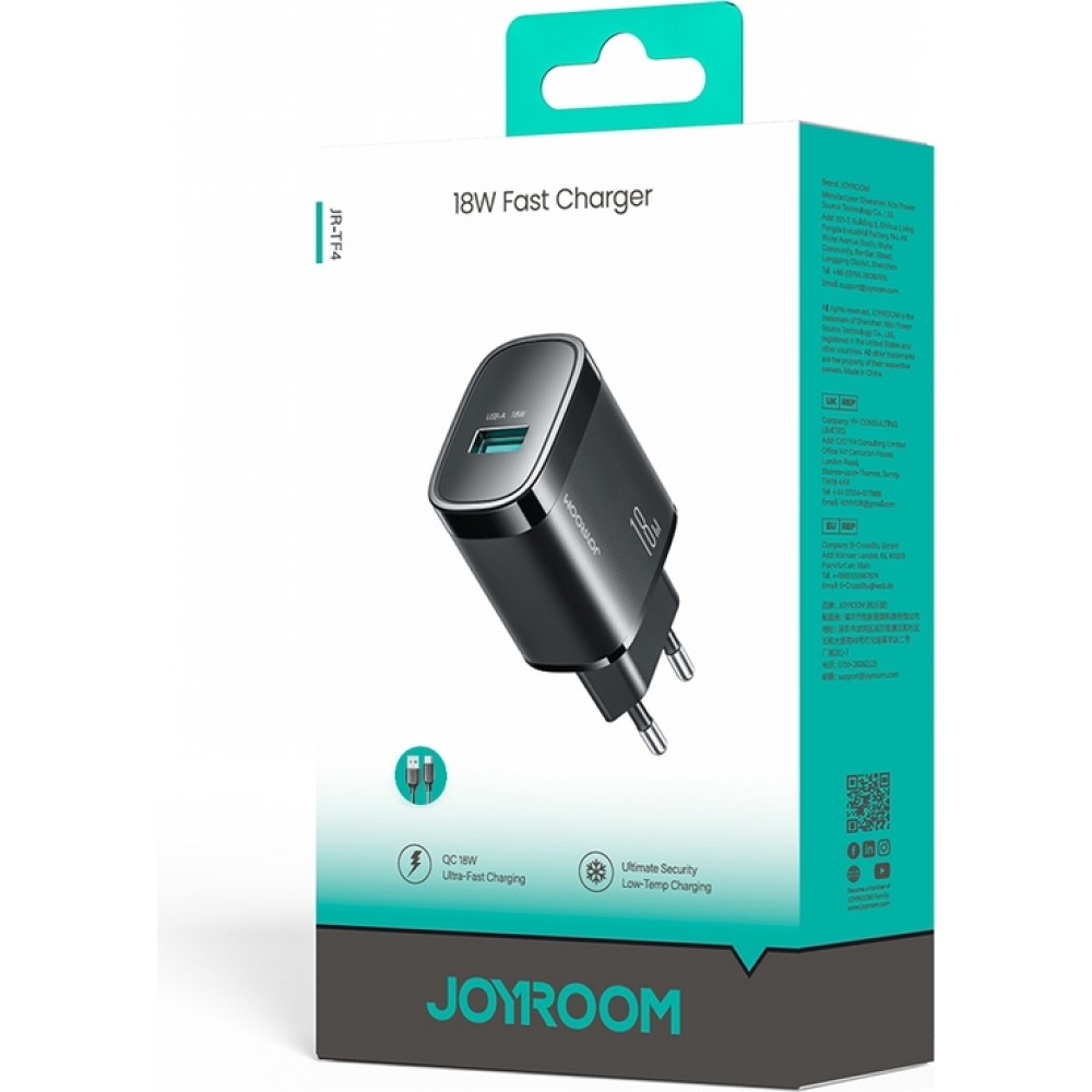 Joyroom JR-TF4 18W Wandladeger&auml;t Schnellladung USB-C Adapter - Schwarz