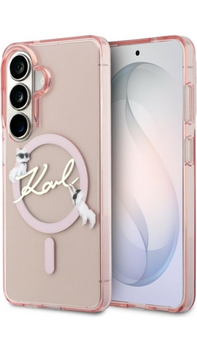 Coque Samsung Galaxy S26 - Karl Lagerfeld IML KC Script MagSafe protection &eacute;l&eacute;gante - Rose