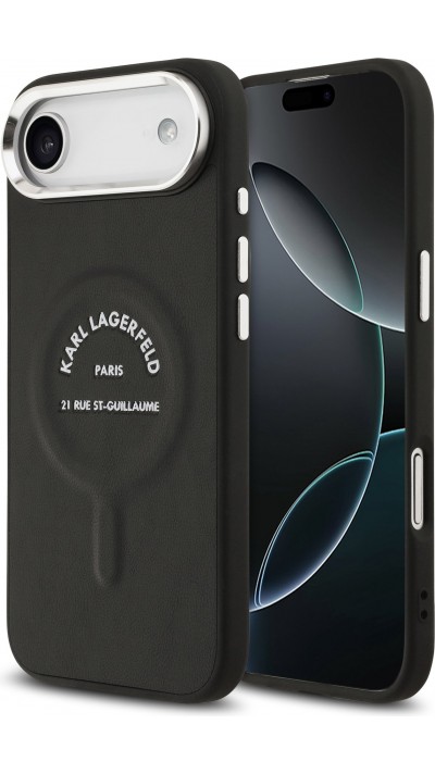 Coque iPhone Air - Karl Lagerfeld PU RSG Logo MagSafe élégante et protectrice - Noir