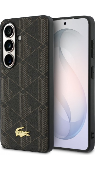 Coque Samsung Galaxy S26 - Lacoste PVC Blend Monogramme magn&eacute;tique &eacute;l&eacute;gante et durable - Brun