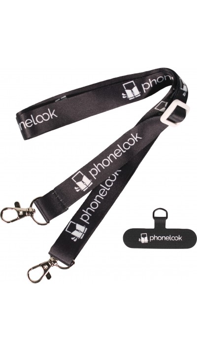 Lanière universelle attache-téléphone tour de cou compatible avec toutes les coques - Noir