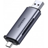 Lecteur de cartes Ugreen 2 en 1 avec USB-C / USB-A 3.0 / SD Card / TF Card design ultra-compact - Gris