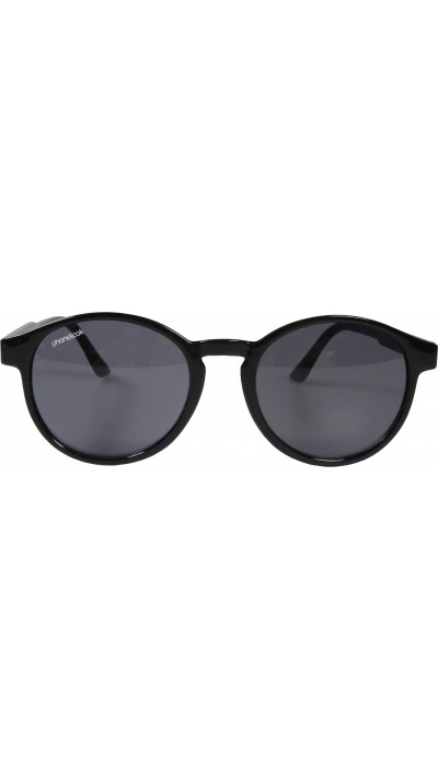 Lunettes de soleil noires rondes UV400 PhoneLook ultra légères, style moderne + pochette de transport - Noir