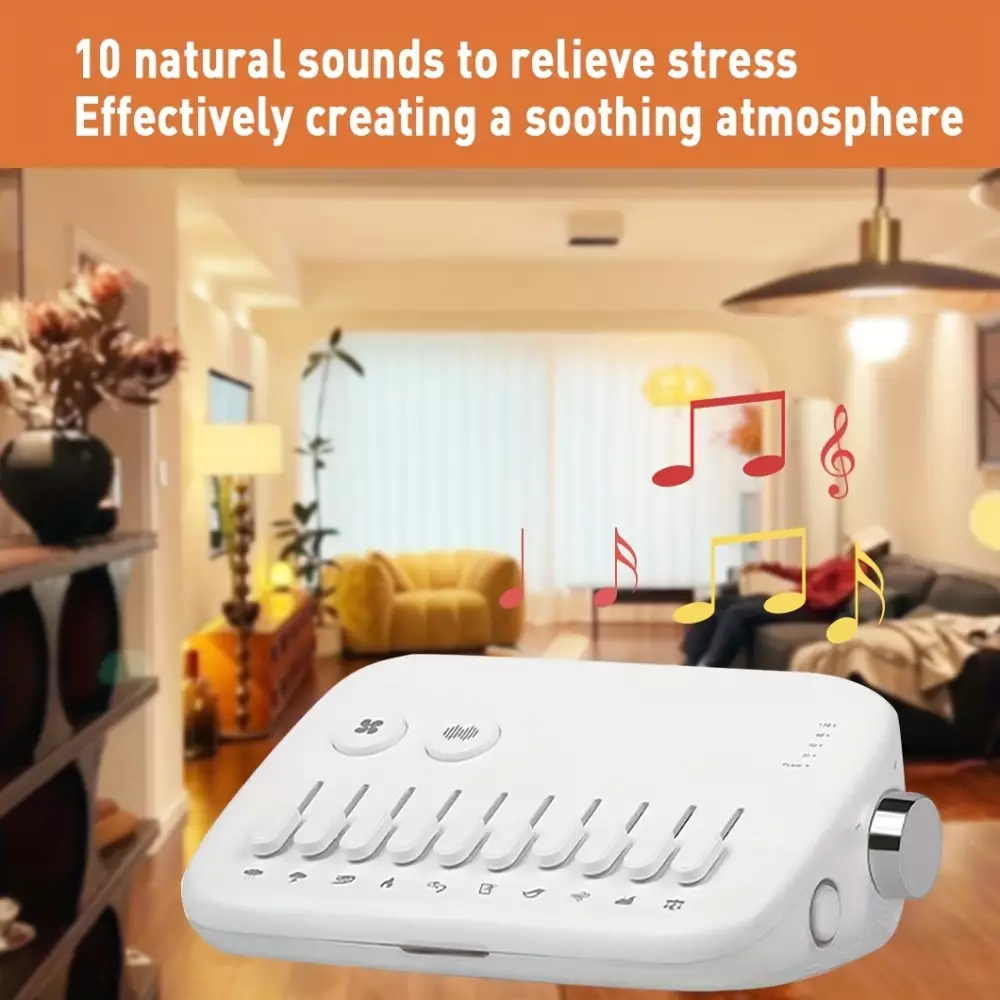 Machine à bruit blanc moderne premium avec 10 sons naturels apaisants à mixer ensemble et minuteur (USB-C) - Blanc