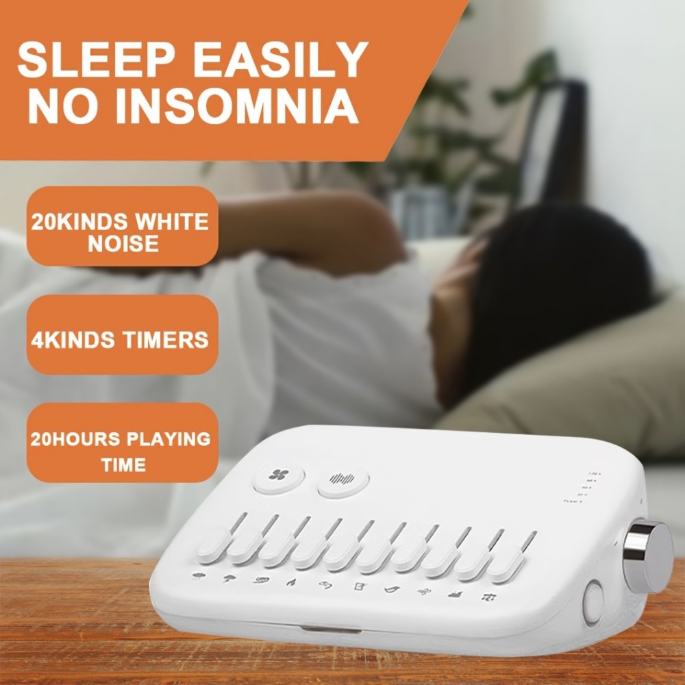 Machine &agrave; bruit blanc moderne premium avec 10 sons naturels apaisants &agrave; mixer ensemble et minuteur (USB-C) - Blanc