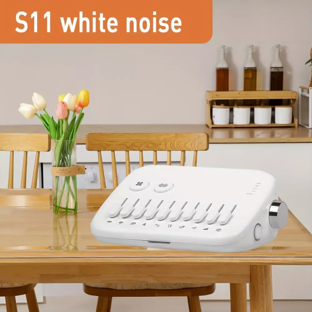Machine à bruit blanc moderne premium avec 10 sons naturels apaisants à mixer ensemble et minuteur (USB-C) - Blanc