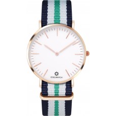 Montre Edelwatch 41 mm (Men) cadran doré fond blanc (pile non incluse) - Bracelet bleu / blanc / vert