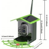 Intelligenter Vogelhaus 1296p WiFi mit Solar-Kamera, Bewegungsmelder und App-Steuerung - Grün