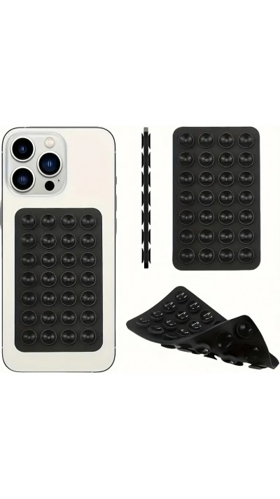 Patch en silicone support universel double côté à ventouse pour téléphone forte adhérence - Noir