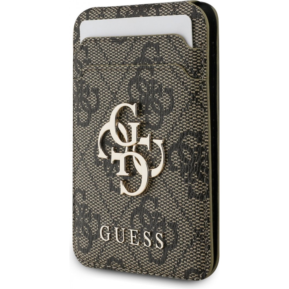 MagSafe-kompatible Magnetkartenhalter mit integriertem Guess Metall-Logo - Braun