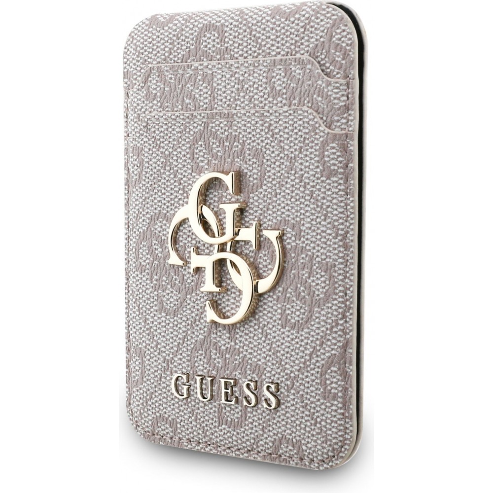 Porte-cartes magn&eacute;tique compatible MagSafe avec support int&eacute;gr&eacute; logo Guess en m&eacute;tal - Rose