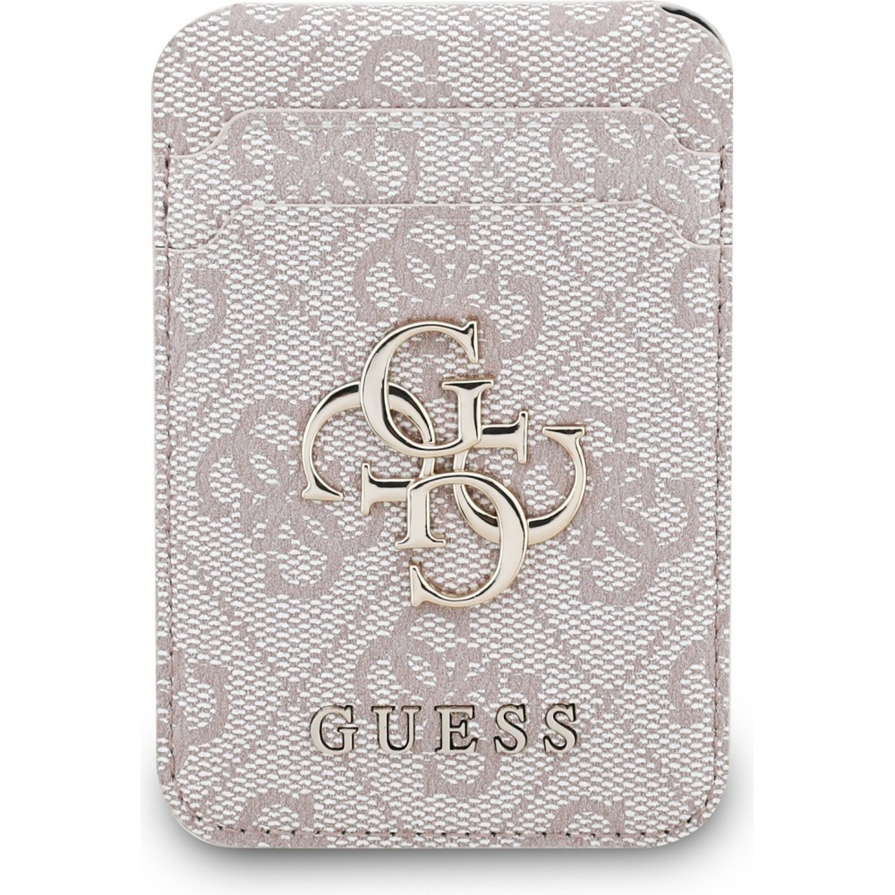 Porte-cartes magn&eacute;tique compatible MagSafe avec support int&eacute;gr&eacute; logo Guess en m&eacute;tal - Rose
