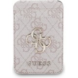 Porte-cartes magn&eacute;tique compatible MagSafe avec support int&eacute;gr&eacute; logo Guess en m&eacute;tal - Rose
