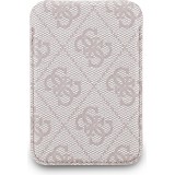 Porte-cartes magn&eacute;tique compatible MagSafe avec support int&eacute;gr&eacute; logo Guess en m&eacute;tal - Rose