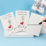 Porte-clés pendentif cœur rouge doré avec carte Thank You à personnaliser cadeau d'affaires élégant - Or