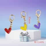 Porte-clés pendentif cœur rouge doré avec carte Thank You à personnaliser cadeau d'affaires élégant - Or