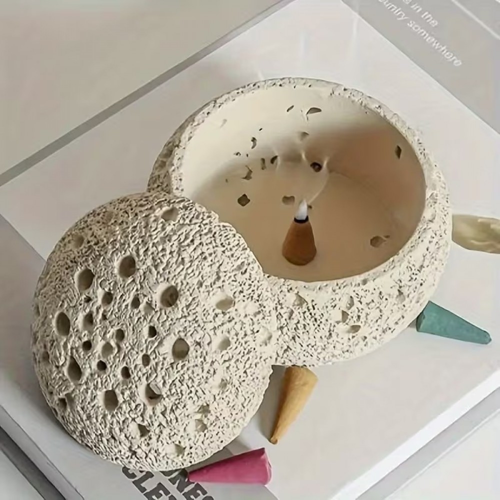 Minimalistisches Stern-Design R&auml;ucherkegelhalter aus Harz - Zen Deko f&uuml;r Zuhause - Beige