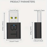 R&eacute;cepteur &eacute;metteur Bluetooth sans fil 5.0 USB-A avec extension jack 3.5mm pour PC et voiture - Noir