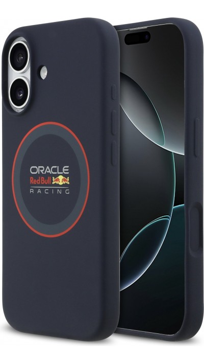 Coque iPhone 17 - Red Bull Racing MagSafe en silicone avec anneau rouge - Bleu