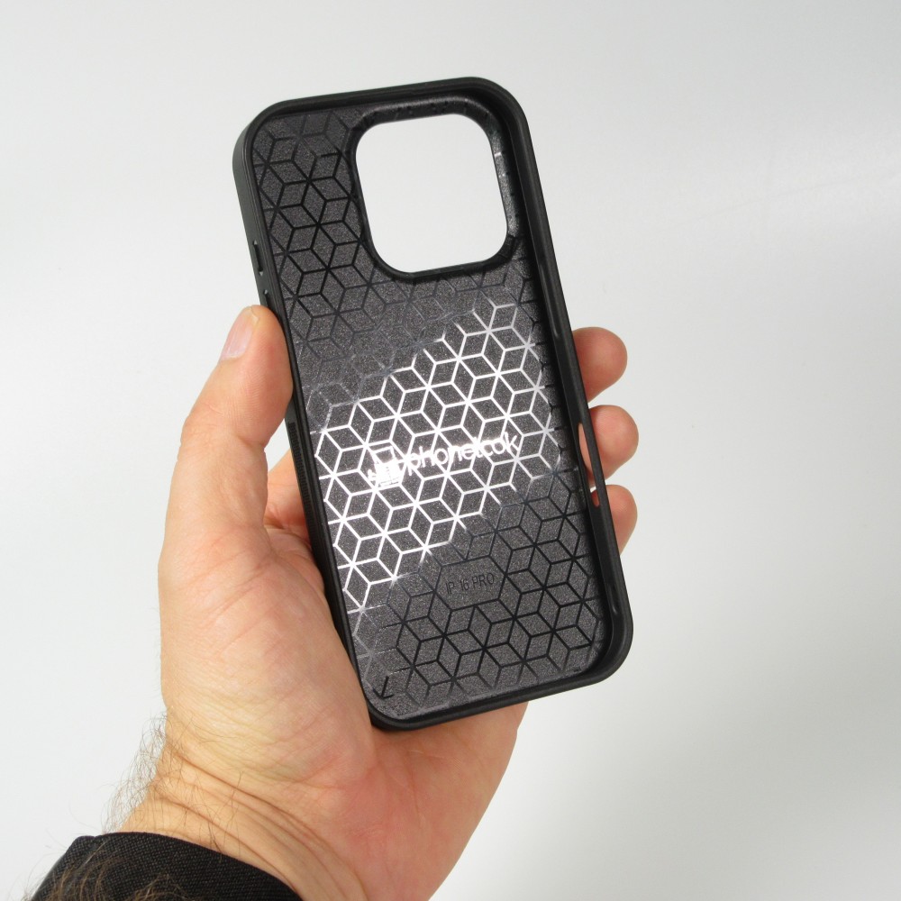 Coque iPhone 16 Pro - Silicone rigide noir Marble Everything
