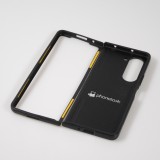 Coque Samsung Galaxy Z Fold5 - Silicone rigide noir Tigre palmiers roses
