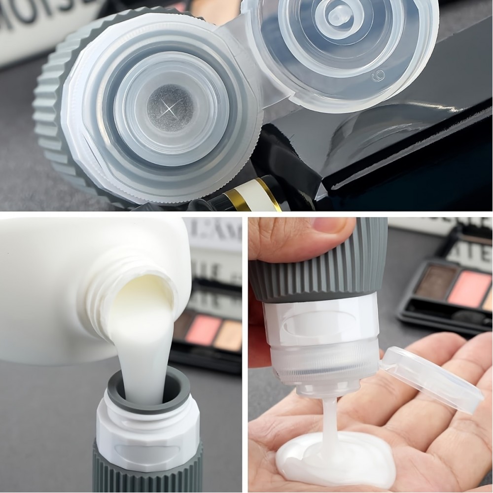 Reiseset Silikonflaschen (8 Teile) wasserdicht f&uuml;r Kosmetik und Hygiene mit transparentem Rei&szlig;verschlussbeutel (90 ml Tuben)