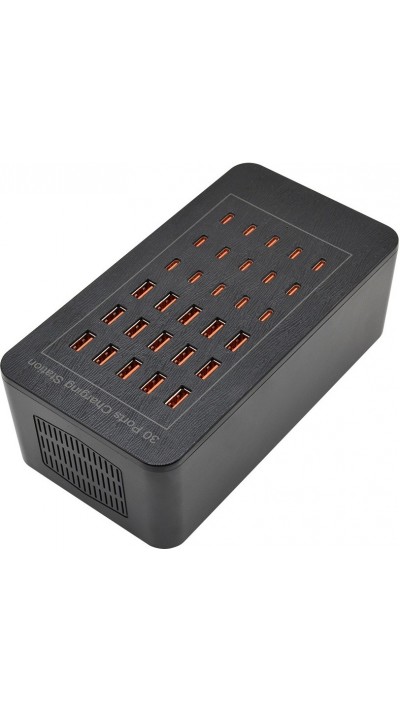 Station de charge multiple USB-C et USB-A 150W bloc avec 30 ports pour smartphones tablettes et accessoires - Noir