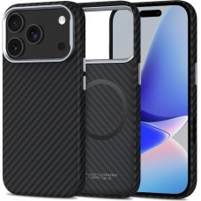 Coque iPhone 17 Pro - Tech-Protect Ion Carbon compatible avec MagSafe durable et légère - Argent