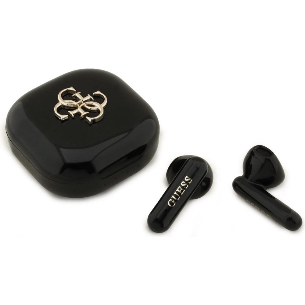 TWS Guess 4G Metal Logo &eacute;couteurs Bluetooth charge rapide 16h d'autonomie et assistant vocal - Noir