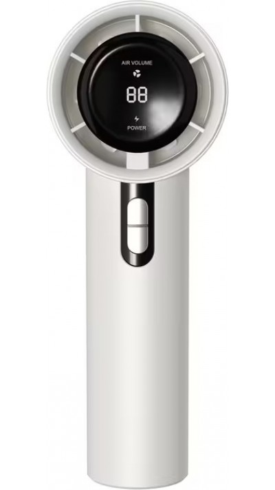 Ventilateur de poche turbo haute vitesse 100 niveaux de réglage portable rechargeable 1800 mAh pour voyage extérieur et bureau - Blanc