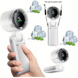 Ventilateur portable pliable rechargeable USB ultra-silencieux 5 vitesses 3600mAh autonomie 10h - Blanc