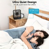 USB wiederaufladbarer tragbarer Ventilator 1800mAh 5 Geschwindigkeiten neigbar 180° digitales Display kompakt - Schwarz