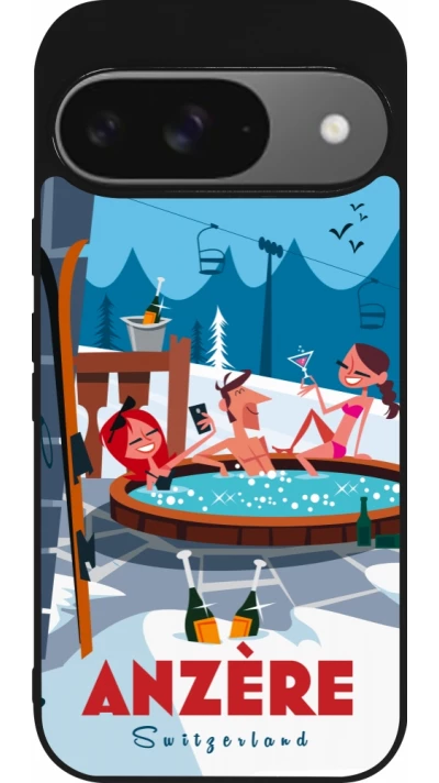 Google Pixel 9 / Pixel 9 Pro Case Hülle - Silikon schwarz Anzère Mountain Jacuzzi