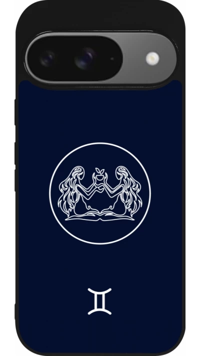 Google Pixel 9 / Pixel 9 Pro Case Hülle - Silikon schwarz Astrologie Zwillinge