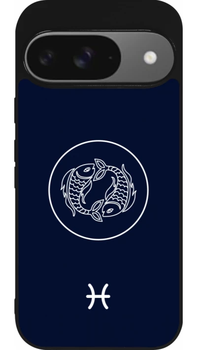 Google Pixel 9 / Pixel 9 Pro Case Hülle - Silikon schwarz Astrologie Fische