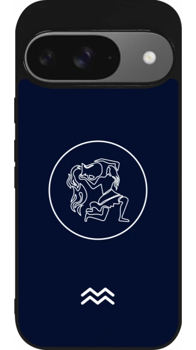 Google Pixel 9 / Pixel 9 Pro Case Hülle - Silikon schwarz Astrologie Wassermann