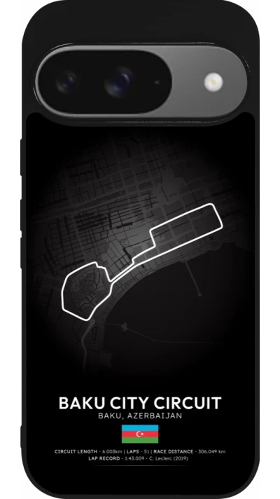 Google Pixel 9 / Pixel 9 Pro Case Hülle - Silikon schwarz F1 Track 2025 Azerbaijan