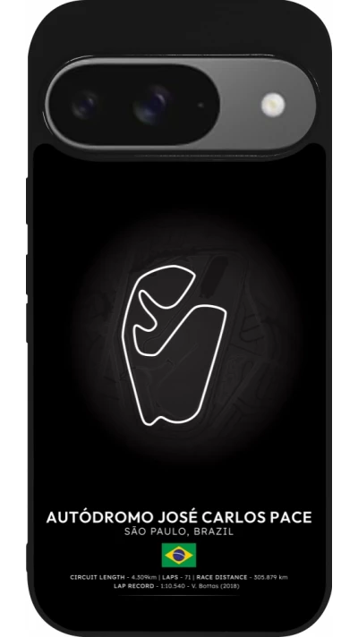 Google Pixel 9 / Pixel 9 Pro Case Hülle - Silikon schwarz F1 Track 2025 Brazil