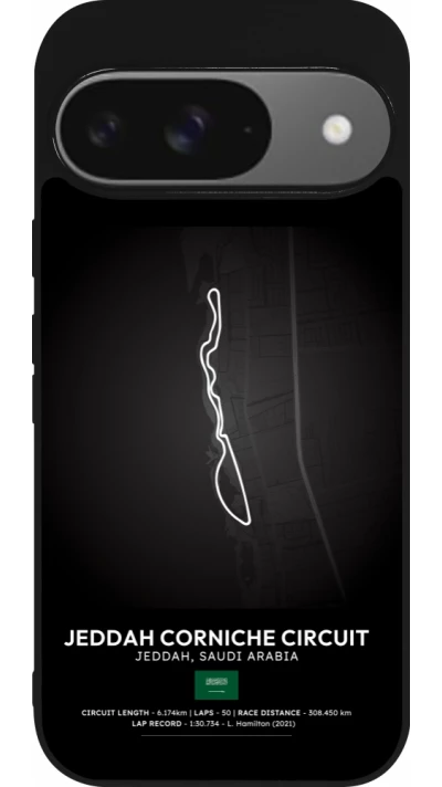Google Pixel 9 / Pixel 9 Pro Case Hülle - Silikon schwarz F1 Track 2025 Saudi Arabia