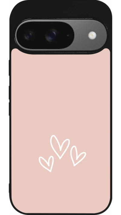 Google Pixel 9 / Pixel 9 Pro Case Hülle - Silikon schwarz Valentine 2023 three minimalist hearts