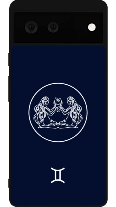 Coque Google Pixel 6 - Silicone rigide noir Astrologie Gémeaux