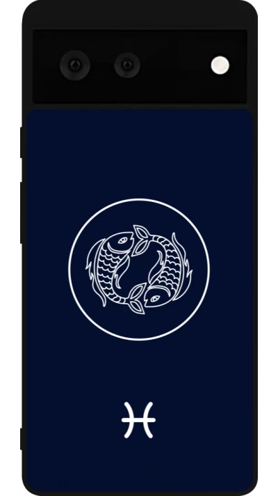 Coque Google Pixel 6 - Silicone rigide noir Astrologie Poissons